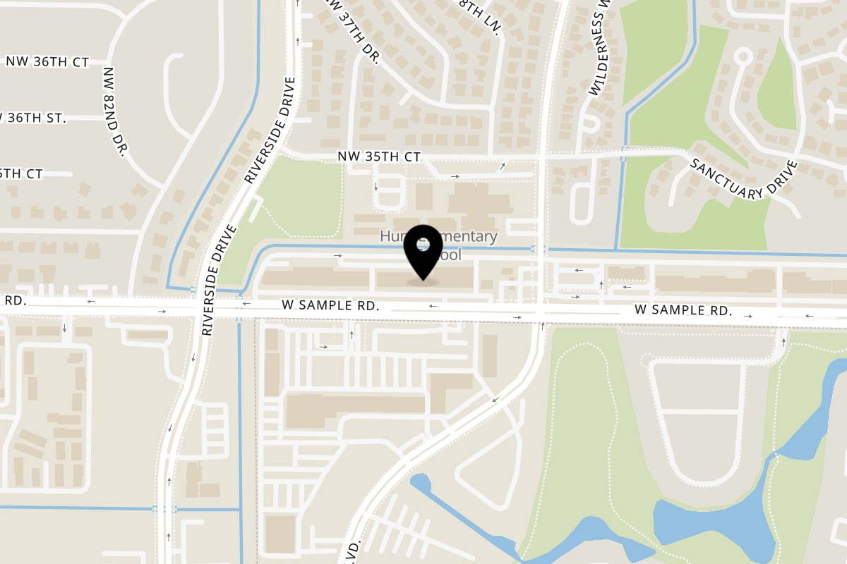 Map showing the location of Tarka Karahi and Kabab House on 7881 W Sample Rd in Coral Springs